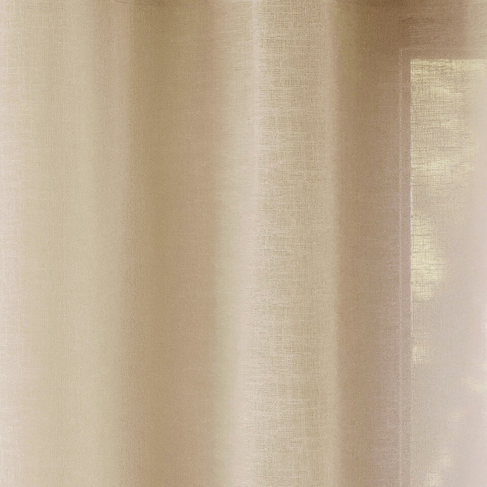 image 1 of Pair of Crete Natural Linen Look Voile Panels 137 cm (54 inch) Eyelet Panels for Bedroom and Living Room