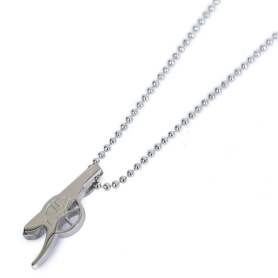image 1 of Arsenal FC Stainless Steel Cannon Necklace & Pendant - Silver - One Size