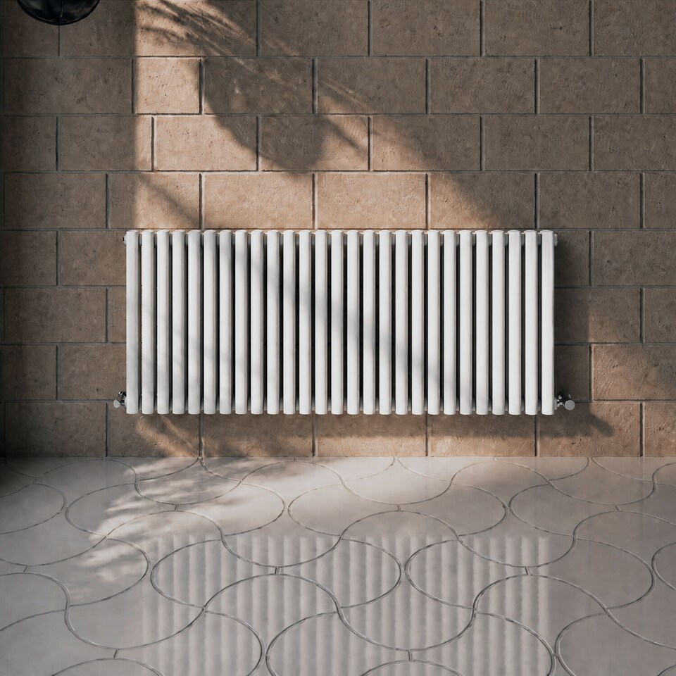 image 1 of Balterley Embrace Horizontal Double Panel Radiator | White | Gloss White | 1