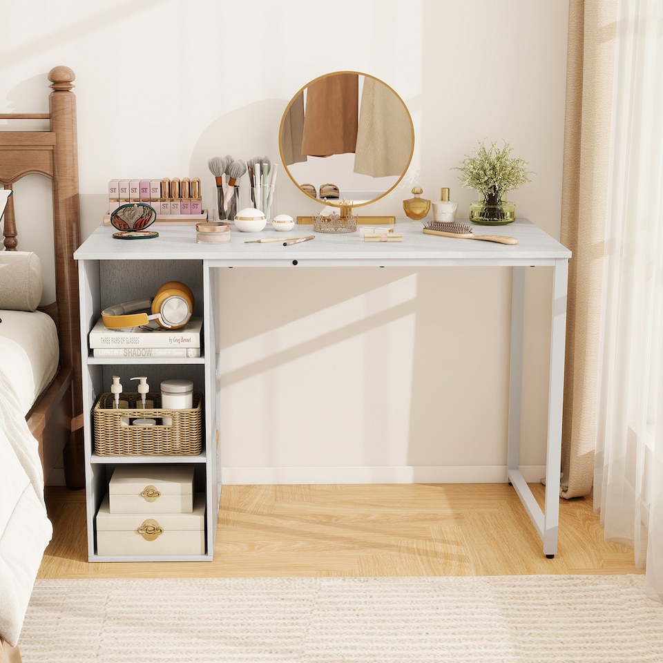 image 1 of COSTWAY 115 CM Computer Desk with 5 Compartments White
