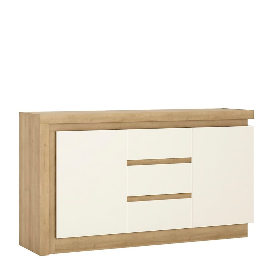 image 1 of Lyon 2 Door 3 Drawer Sideboard in Riviera Oak/White High Gloss