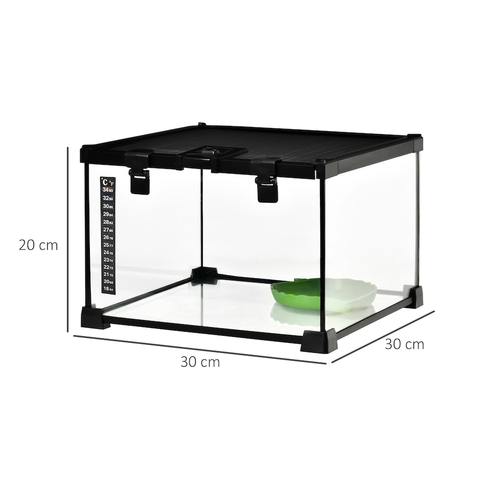 image 1 of PawHut Glass Reptile Terrarium Habitats for Lizards, Frogs, Snake 30 x 30 x 20cm
