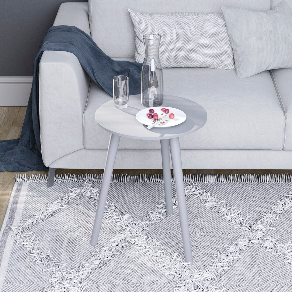 image 1 of Vida Designs Round Side Table Sofa Bedside Coffee Table, Grey