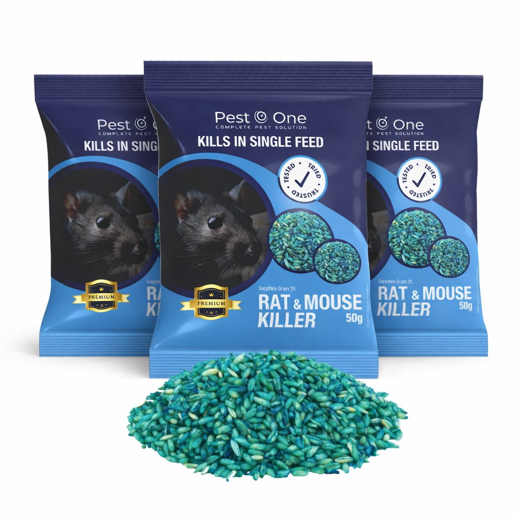 Rat & Mouse Poison Grain Bait – 150g, 3 x 50g Brodifacoum Sachets