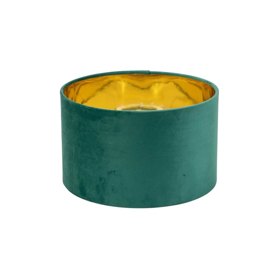 image 1 of ValueLights Reni Small Forest Green Velvet Chrome Inner Lamp Shade & Bulb | Green