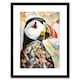 image 1 of Puffin Bird Abstract Portrait Folk Art 9x7" Black Framed Wall Art Print