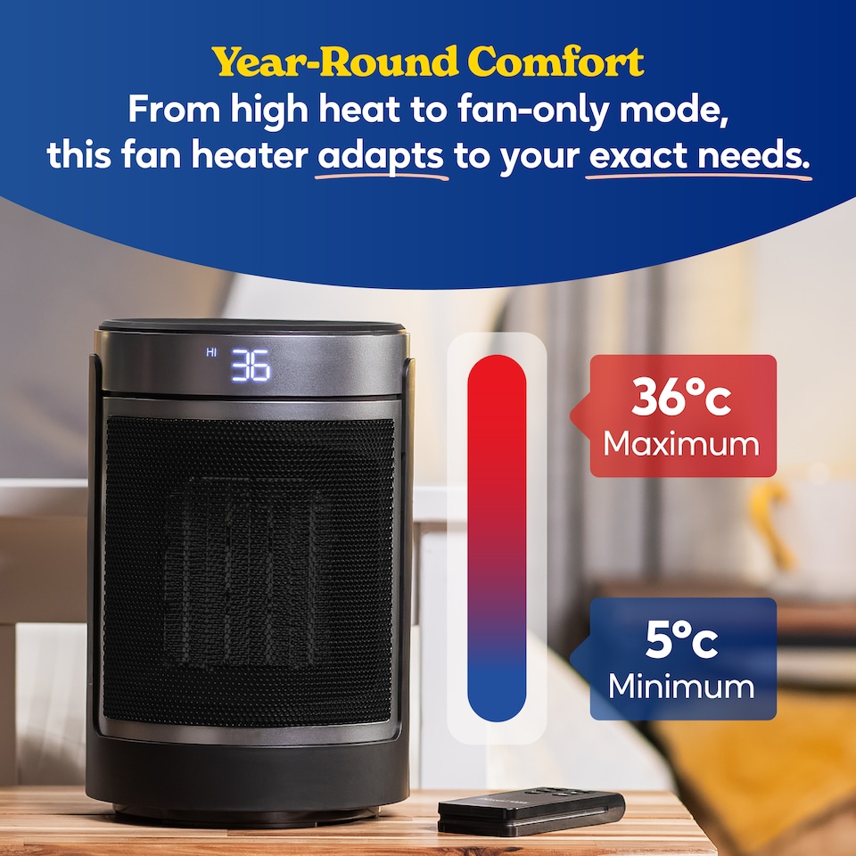 image 1 of Russell Hobbs RHCH2002S Space Heater in Black & Silver Round 1500W Portable Electric Heater