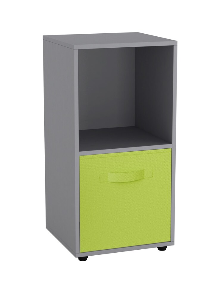 image 1 of 2-Cube Shelving Unit With Inserts | Grey | Grey & Green | 1