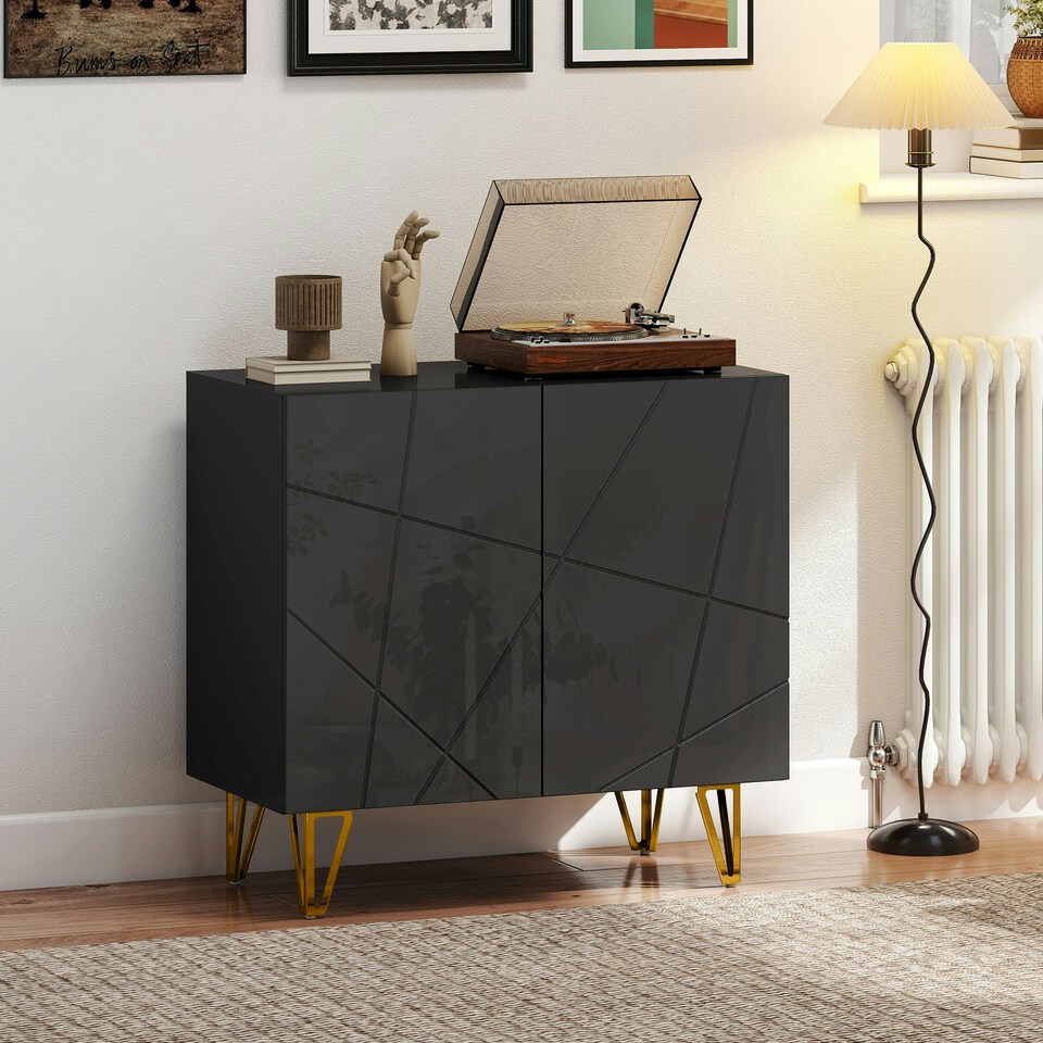 image 1 of HOMCOM Storage Cabinet, Sideboard with Adjustable Shelf | Black