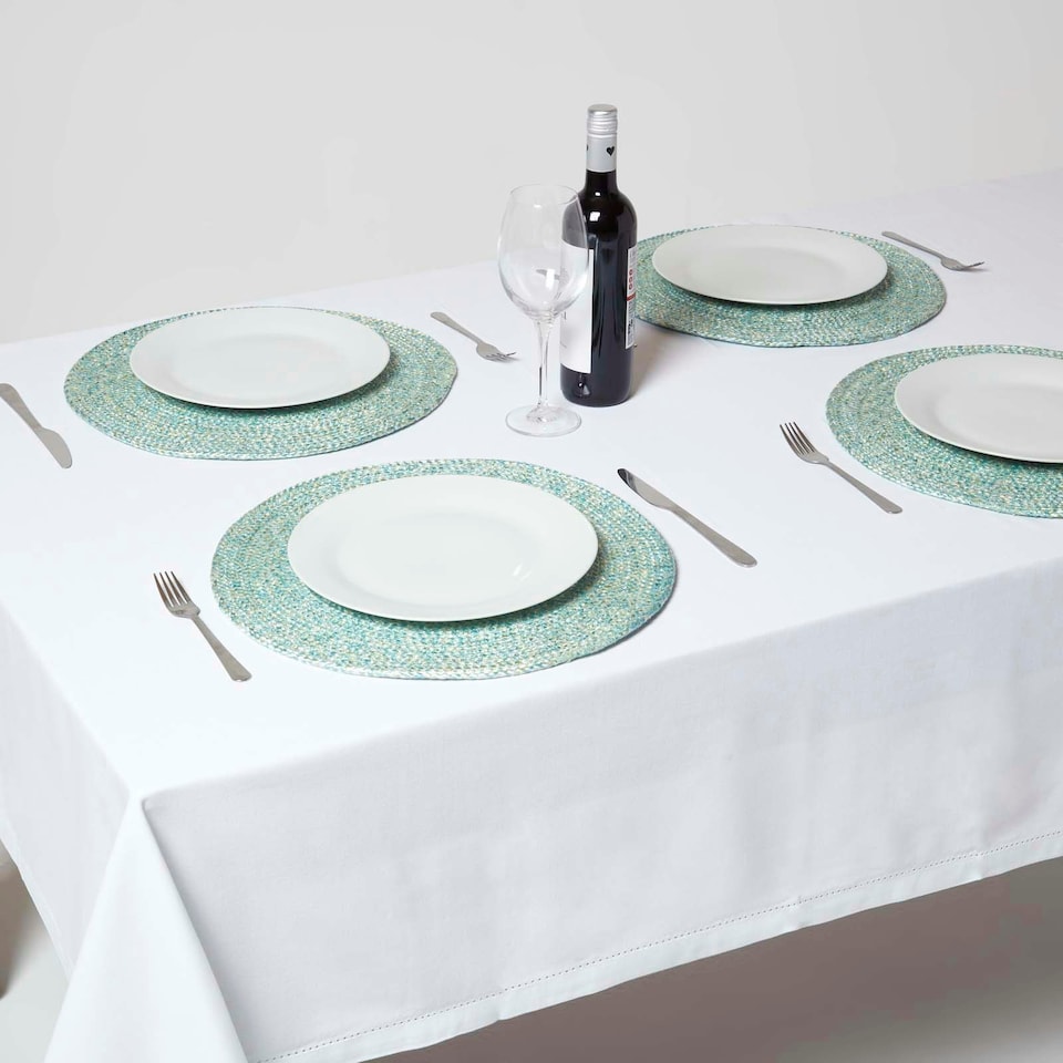 image 1 of Homescapes Green Handwoven Round Placemats Set of 4 Green