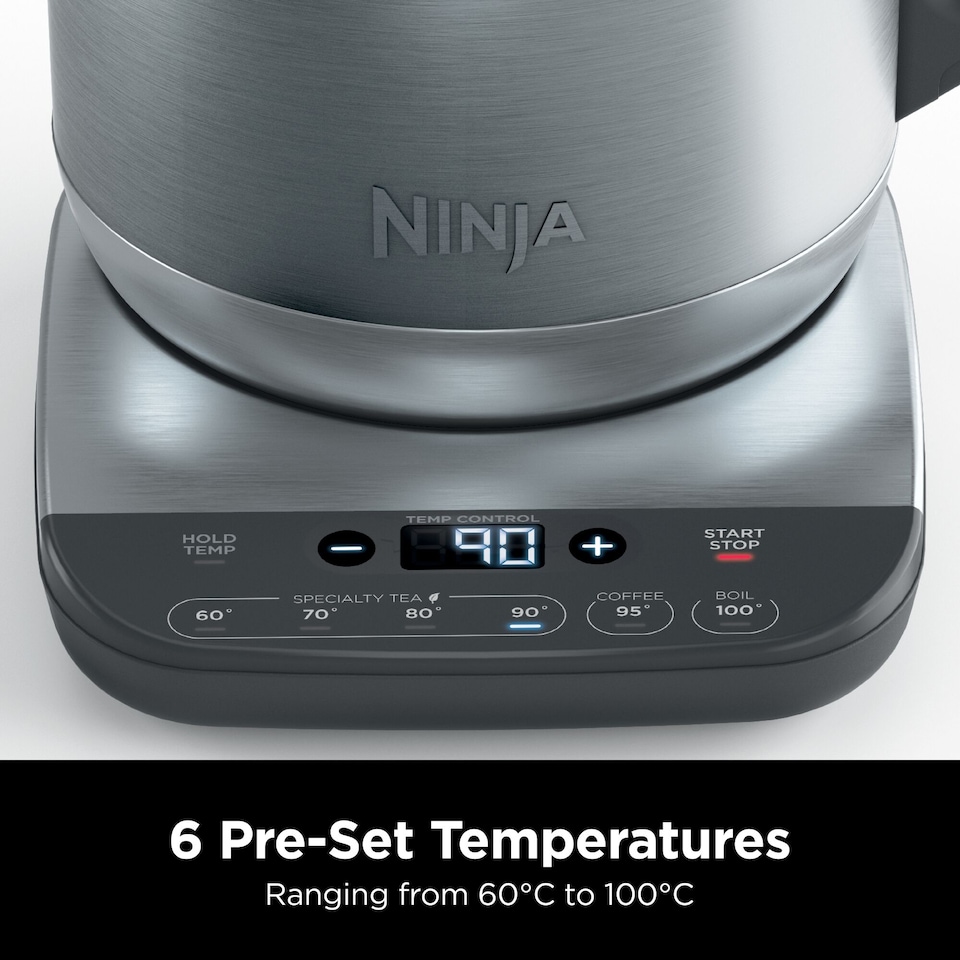 image 1 of Ninja Perfect Temperature Kettle with 6 Pre Set Temperatures Stainless Steel KT201UK