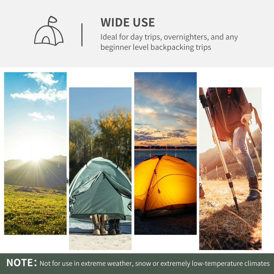 image 1 of Outsunny Compact Camping Tent w/ Vestibule & Mesh Vents for Hiking Green