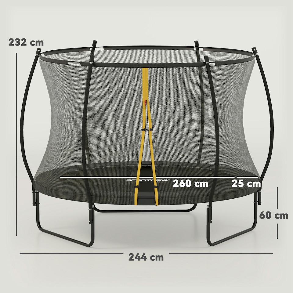 image 1 of SPORTNOW 8ft Trampoline with Enclosure Net, Spring Cover, Black