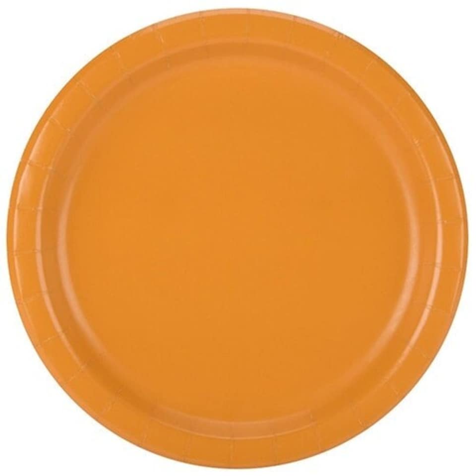 Orange Round Paper Plates 22cm - Pack of 16