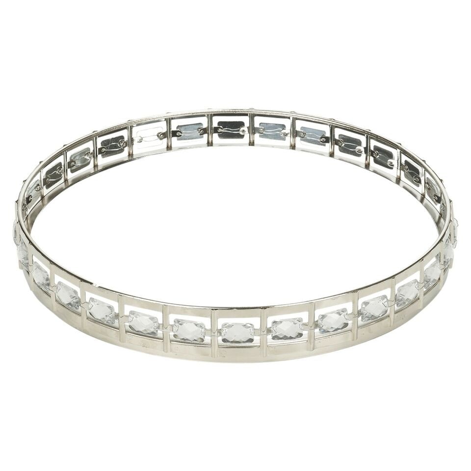 image 1 of Round Silver Mirror Tray - 25cm