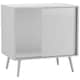 image 4 of URBNLIVING 2 Sliding Door Cabinet With Wooden Legs Storage Unit | Multi | White Carcass & White Legs | H80 x W80 x D51.5 cm | 1