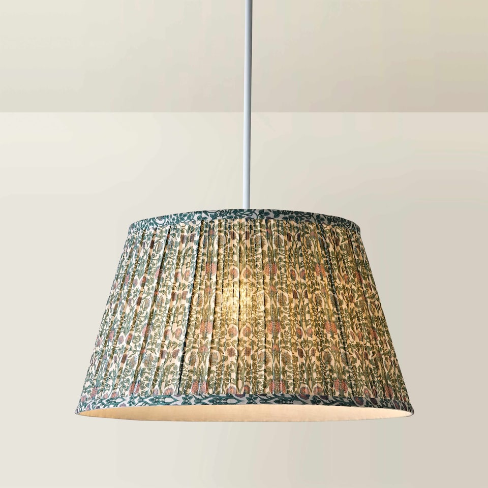 image 1 of ValueLights Abel Large Floral Pleated Tapered Lamp Shade & Bulb | Multi