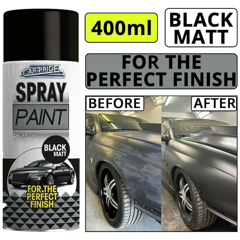 image 1 of Car Pride Black Matt Spray Paint 400ml Scratch-Resistant for DIY & Automotive Black