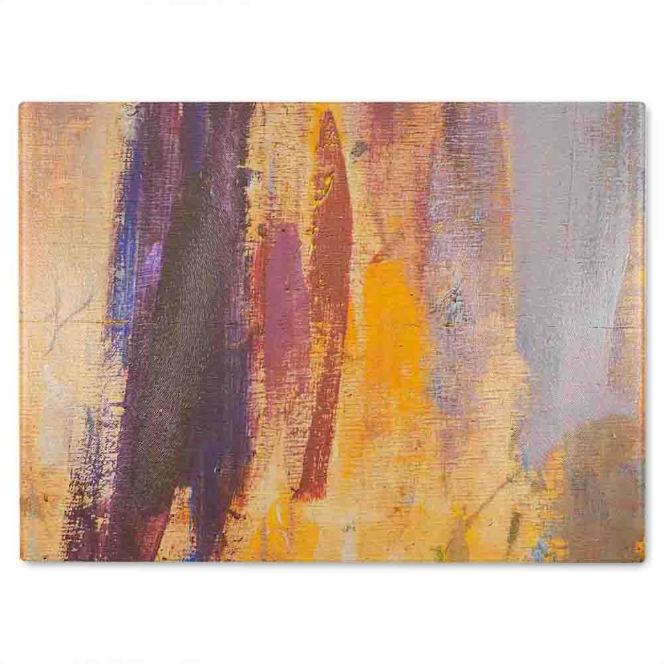 image 1 of Abstract Grunged Paint Glass Chopping Board | Multi