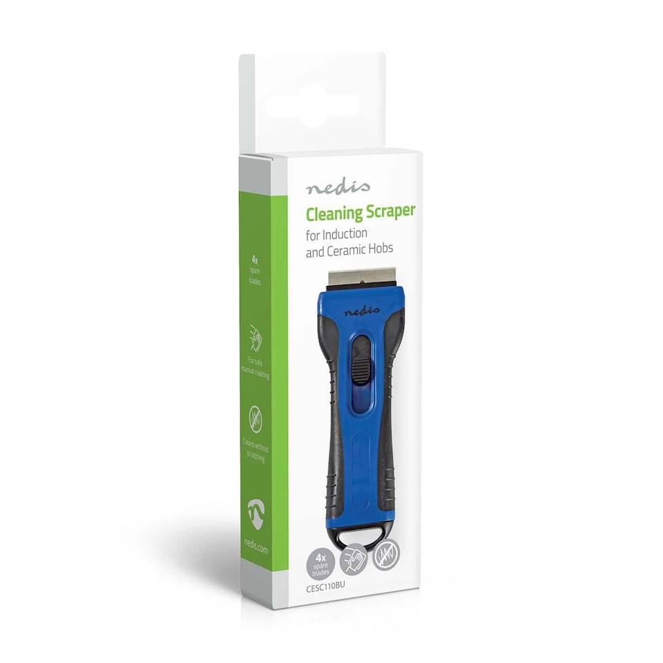 image 1 of Nedis Vitroceramic Hob Cleaning Scraper - Glass Hob Cleaner Tool, Removes Burnt Food, Includes 4 Spares