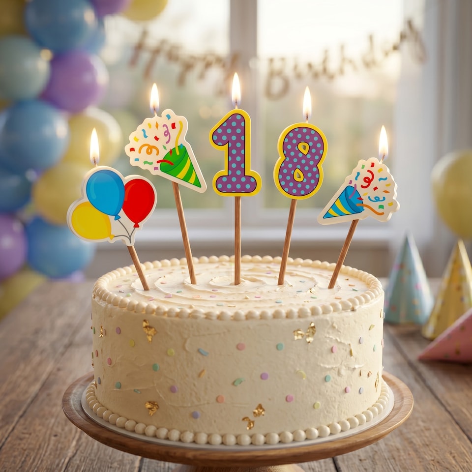 image 1 of Milestone 18th Birthday Cake Candle Set