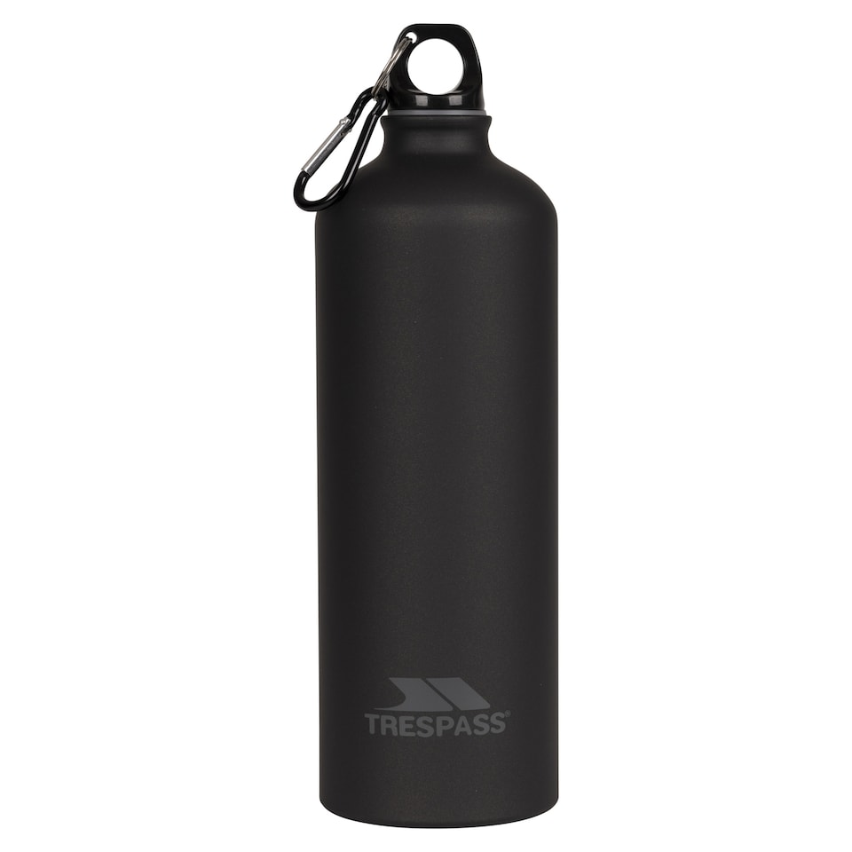image 1 of Trespass Adults Slurp Water Bottle With Carabiner (1 Litre) | Black | Matt Black | 1