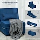 image 6 of HOMCOM Convertible Chair Bed with Padding Seat, 4-in-1 Multi-Functional Sleeper Sofa Bed, Recliner with Adjustable Backrest, Side Pocket, Wheels and Pillow, for Living Room, Blue