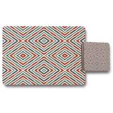Repeated squares and rhombuses ornamental abstract Tribal motif (Placemat & Coaster Set)