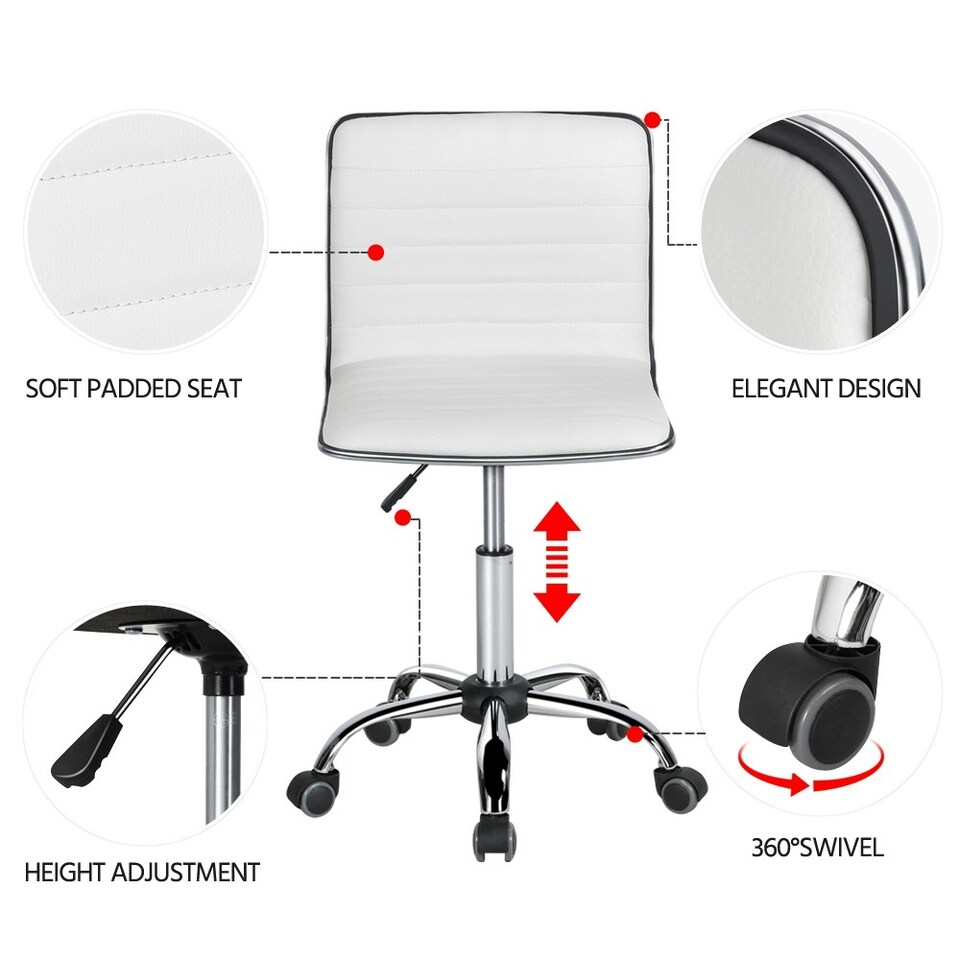 image 1 of Yaheetech PU Leather Low Back Armless Desk Chair | White