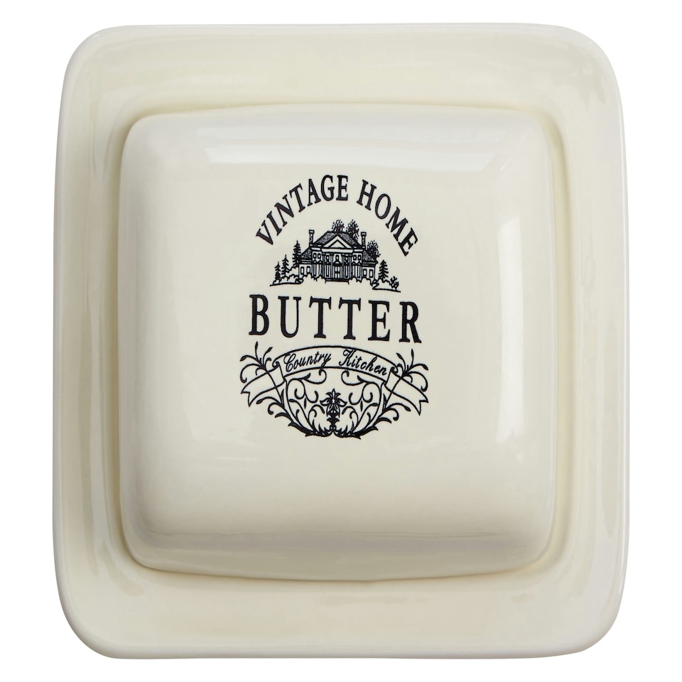 image 1 of Vintage Home Cream Butter Dish Cream