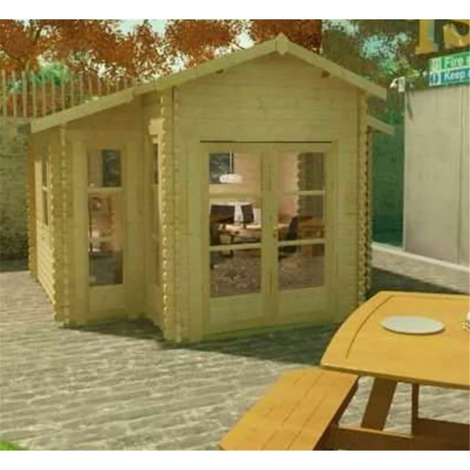 image 1 of 14ft x 14ft (4.26m x 4.26m) Elvis 44mm Wooden Log Cabin (19mm Tongue and Groove Floor and Roof) (14 x 14) (14x14)
