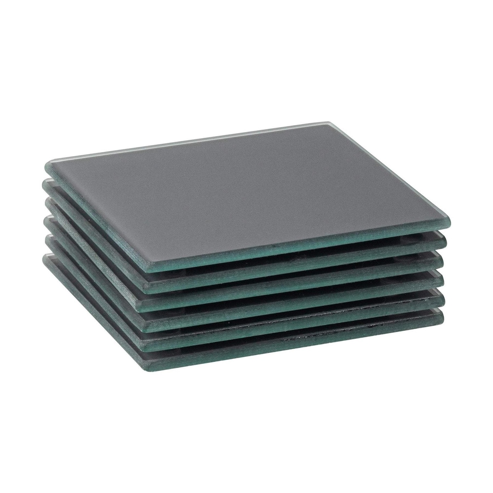 image 1 of Harbour Housewares Glass Square Coasters - 10cm - Grey - Pack of 6