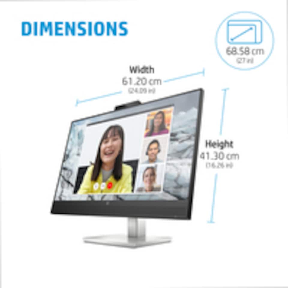 image 1 of HP E-Series E27m G4 QHD USB-C Conferencing Monitor, 68.6 cm (27"), 2560 x 1440 pixels, Quad HD, LCD, 5 ms, Black, Silver | Black | Black, Silver | 59.7 cm