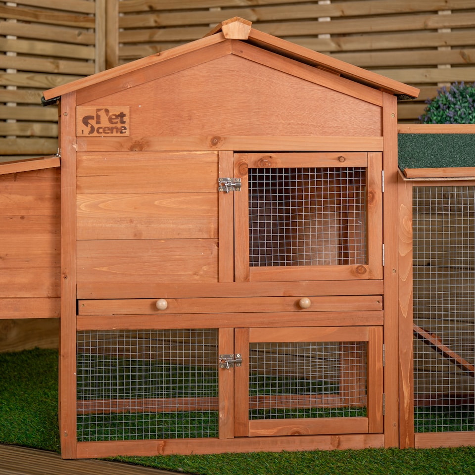 image 1 of 88cm x 1.79m Samuel Alexander Large Wooden Outdoor Hutch for Small Animals with Run