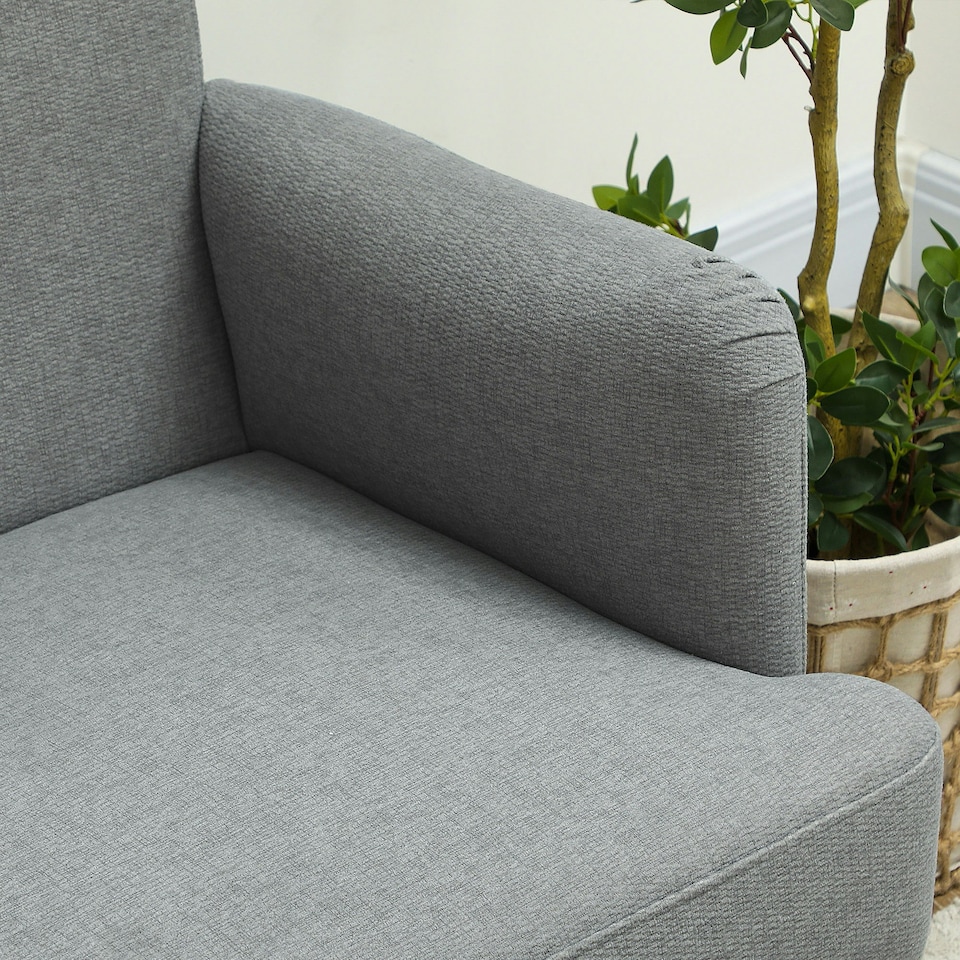 image 1 of HOMCOM 2 Seater Sofa with 21cm Thick Padding and Wood Legs, Grey