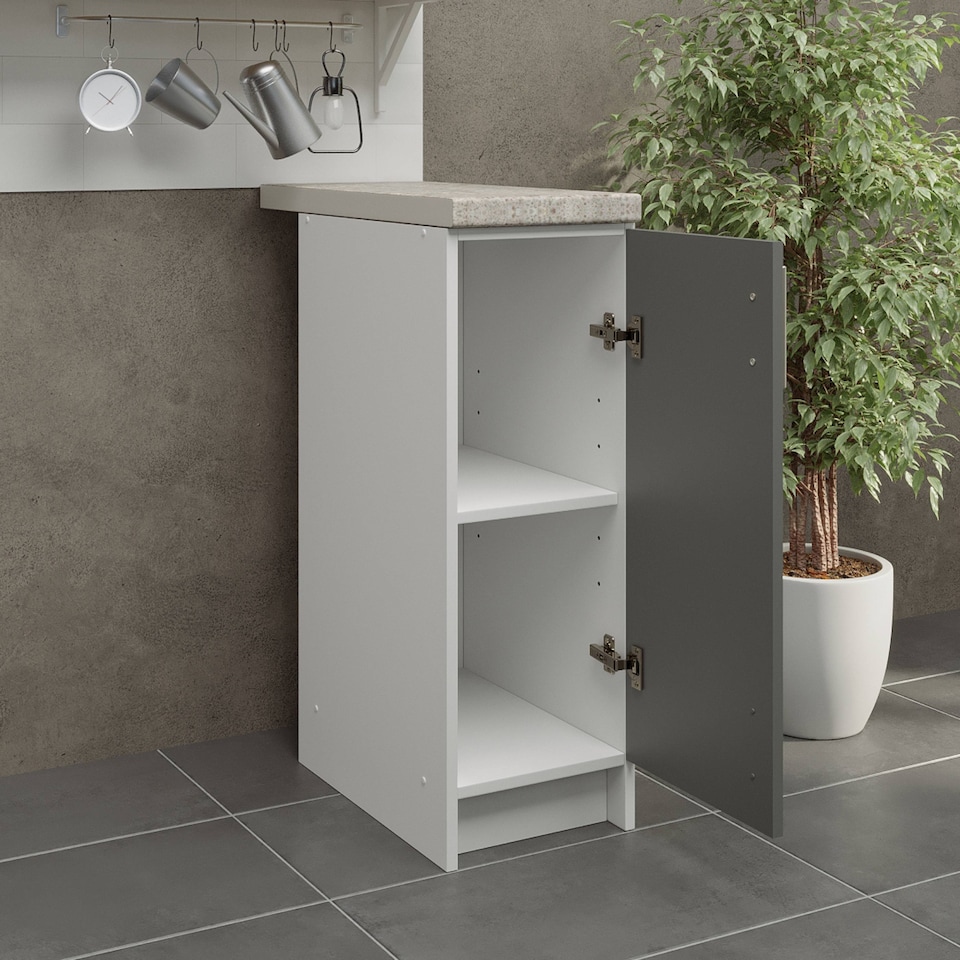 image 1 of JD Greta Kitchen Base Unit 300mm Storage Cabinet With Door Shelf 30cm Grey Matt with Worktop