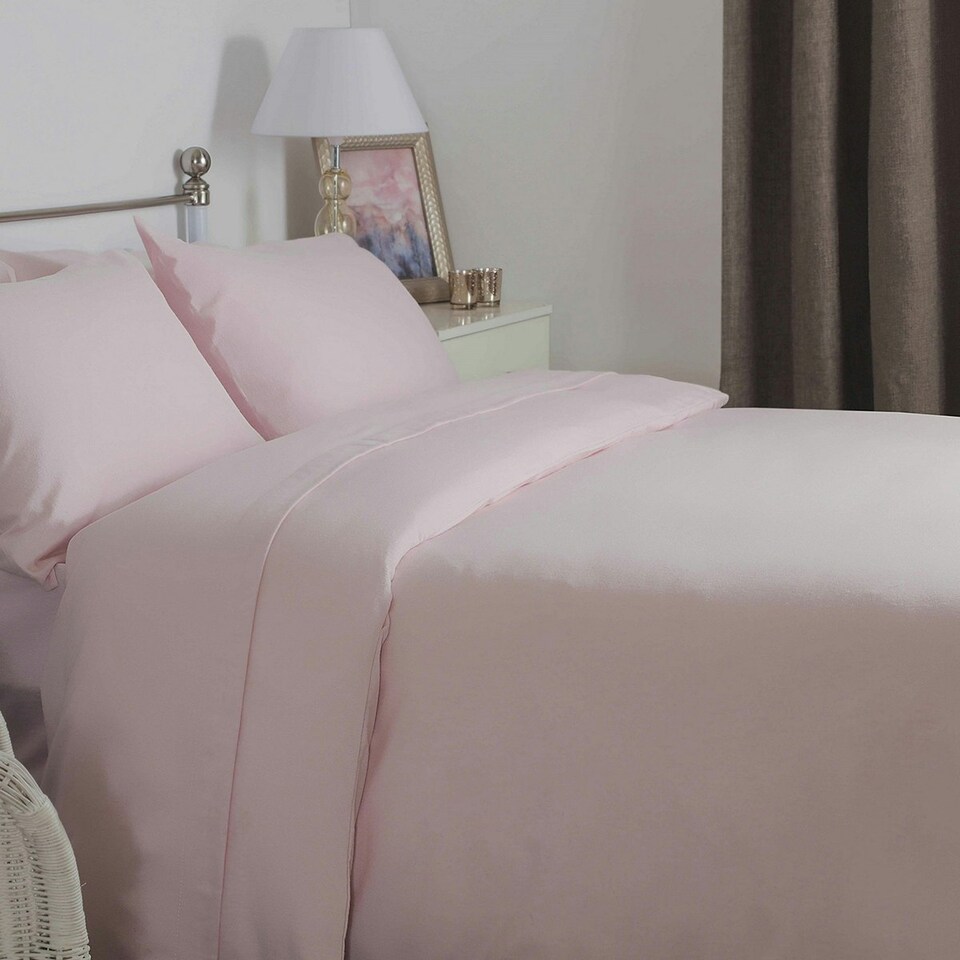 image 1 of Belledorm Brushed Cotton Duvet Cover - Powder Pink - Superking