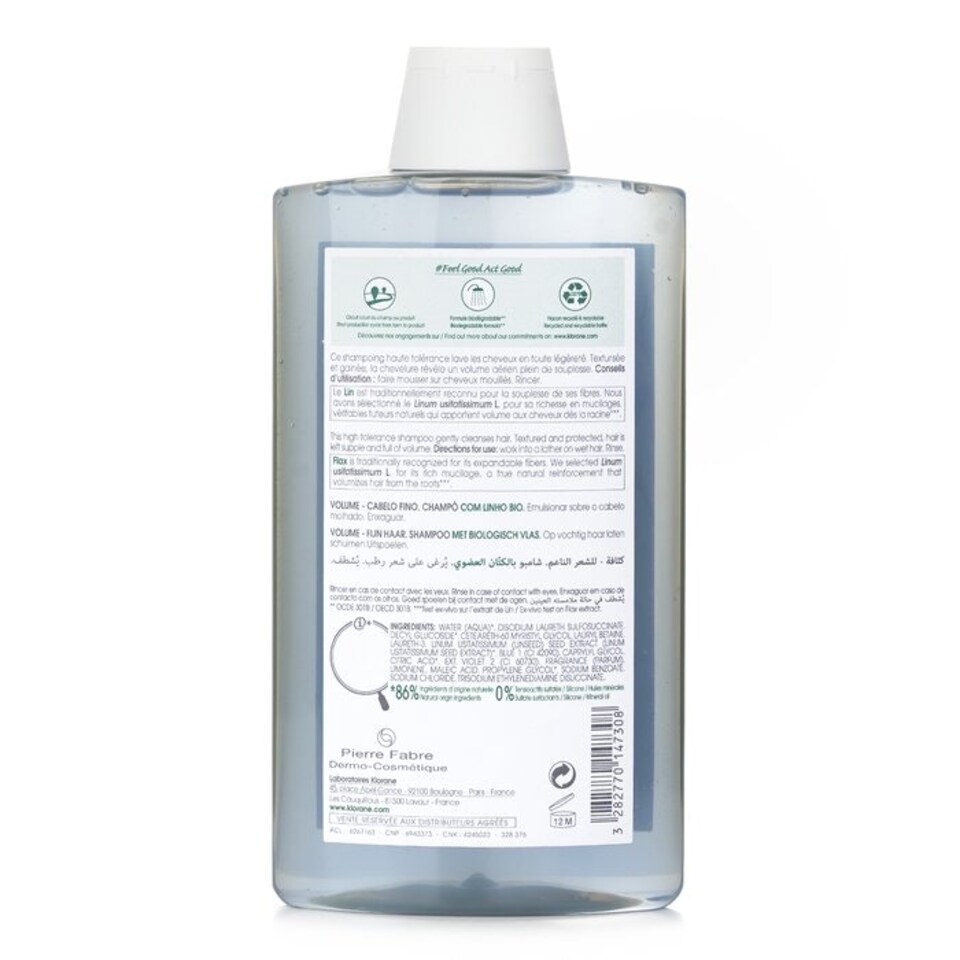 image 1 of Shampoo With Organic Flax (Volume Fine Hair) - 400 ml/13.5Oz