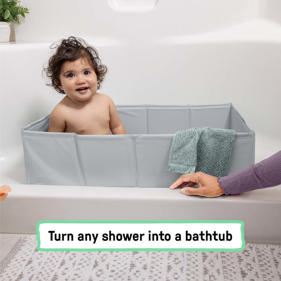image 1 of Ingenuity Tuckaway Toddler Tub Grey Suitable from 12 Months to 5 Years