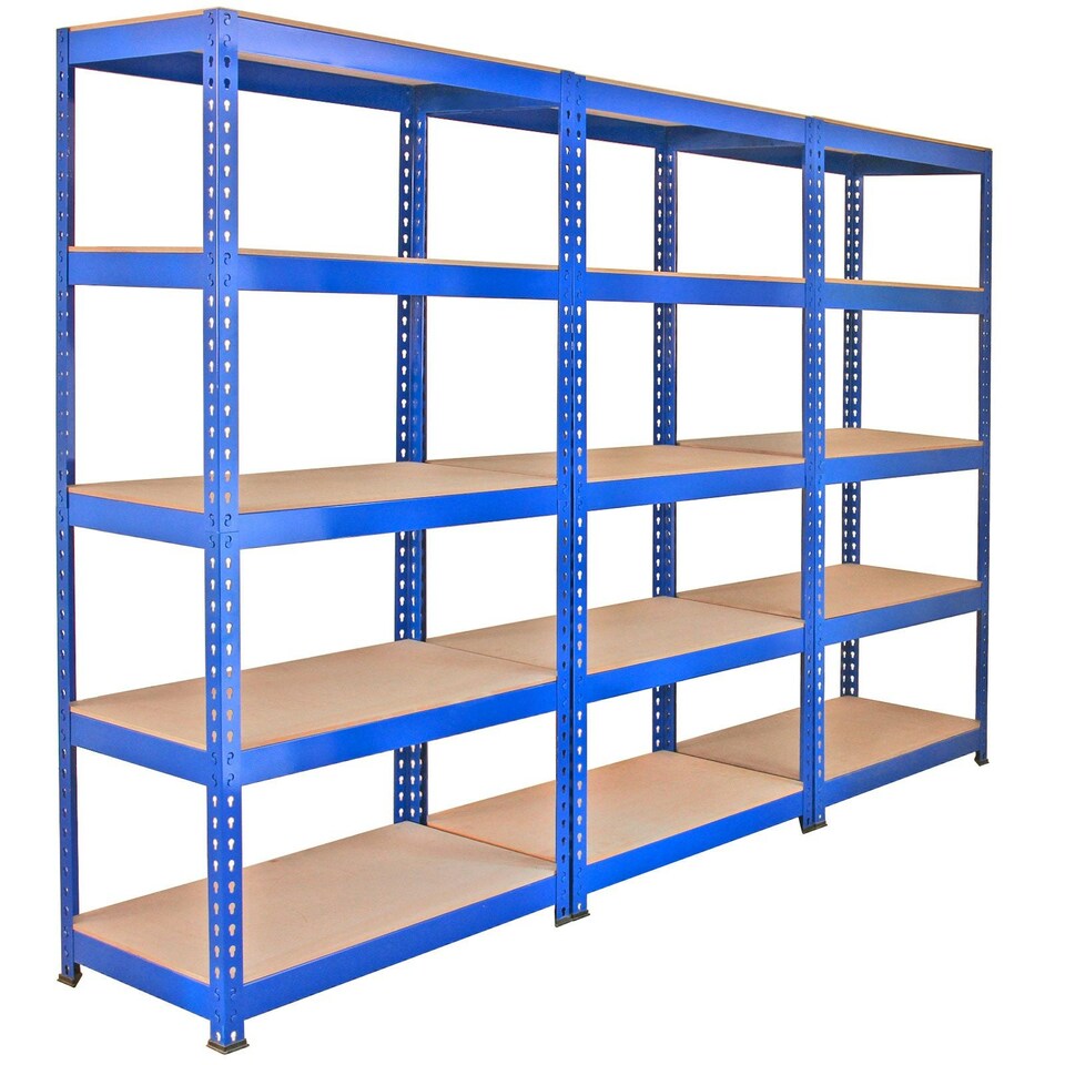 image 1 of 3 x Q-Rax Racking Blue 90 x 50 x 180cm + 2 x Racking Blue 120 x 50 x 180cm Blue