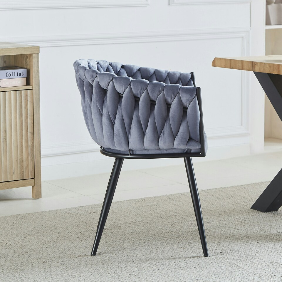 image 1 of Set of 2 Baiano Fabric Dining Chairs - Grey