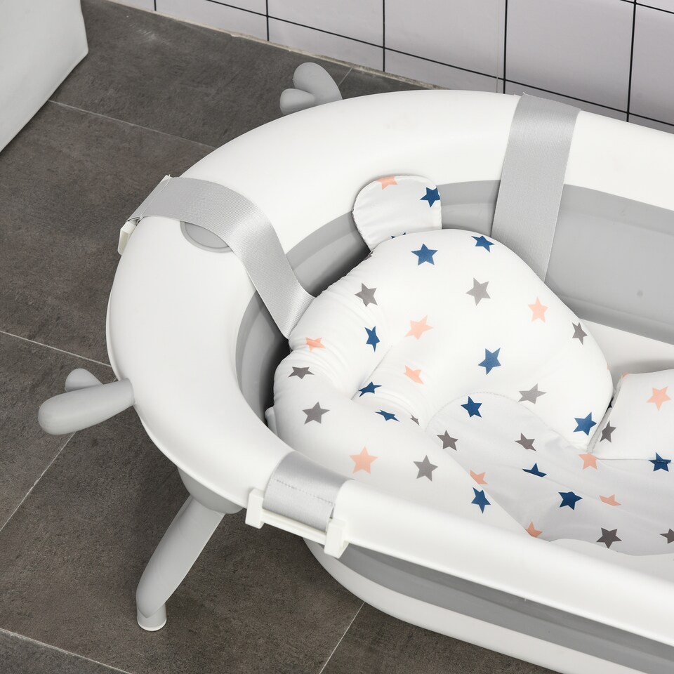 image 1 of HOMCOM Foldable Baby Bath Tub Ergonomic with Temperature-Induced Water Plug