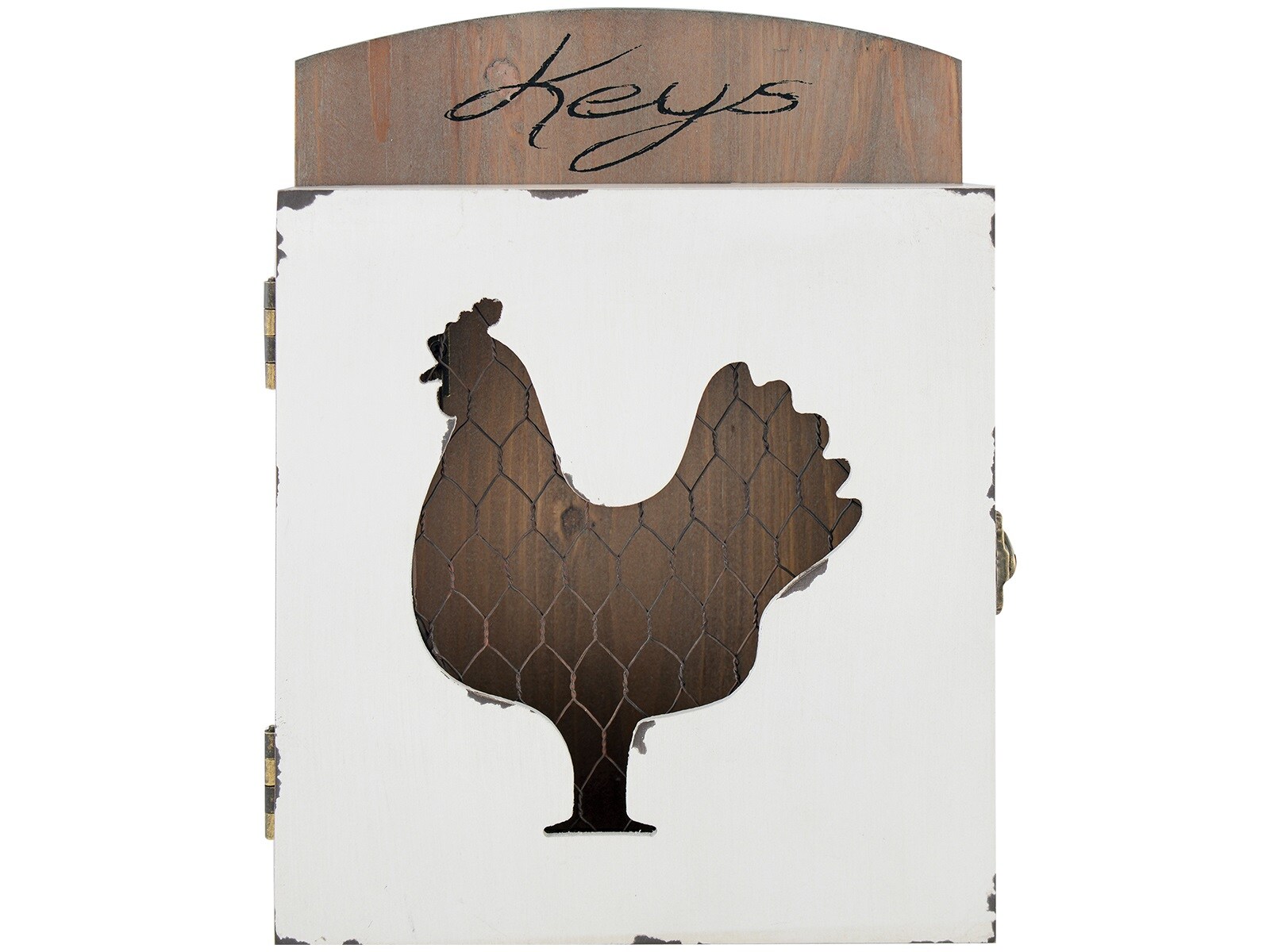 Creative Tops Farmers Market Shabby Chic Hen Wood and Chicken Wire Key Holder, Multi-Colour