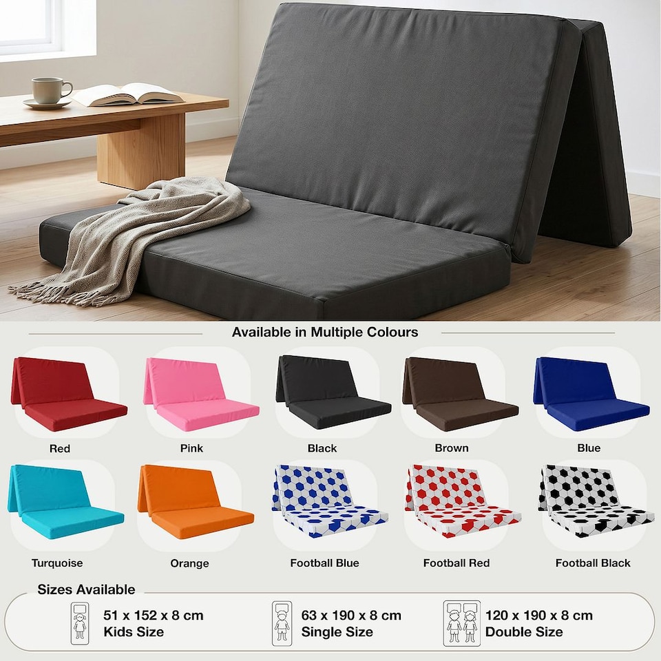 image 1 of Kids Futon Mattress 190 x 120cm | Foldable Floor Bed for Sleepovers