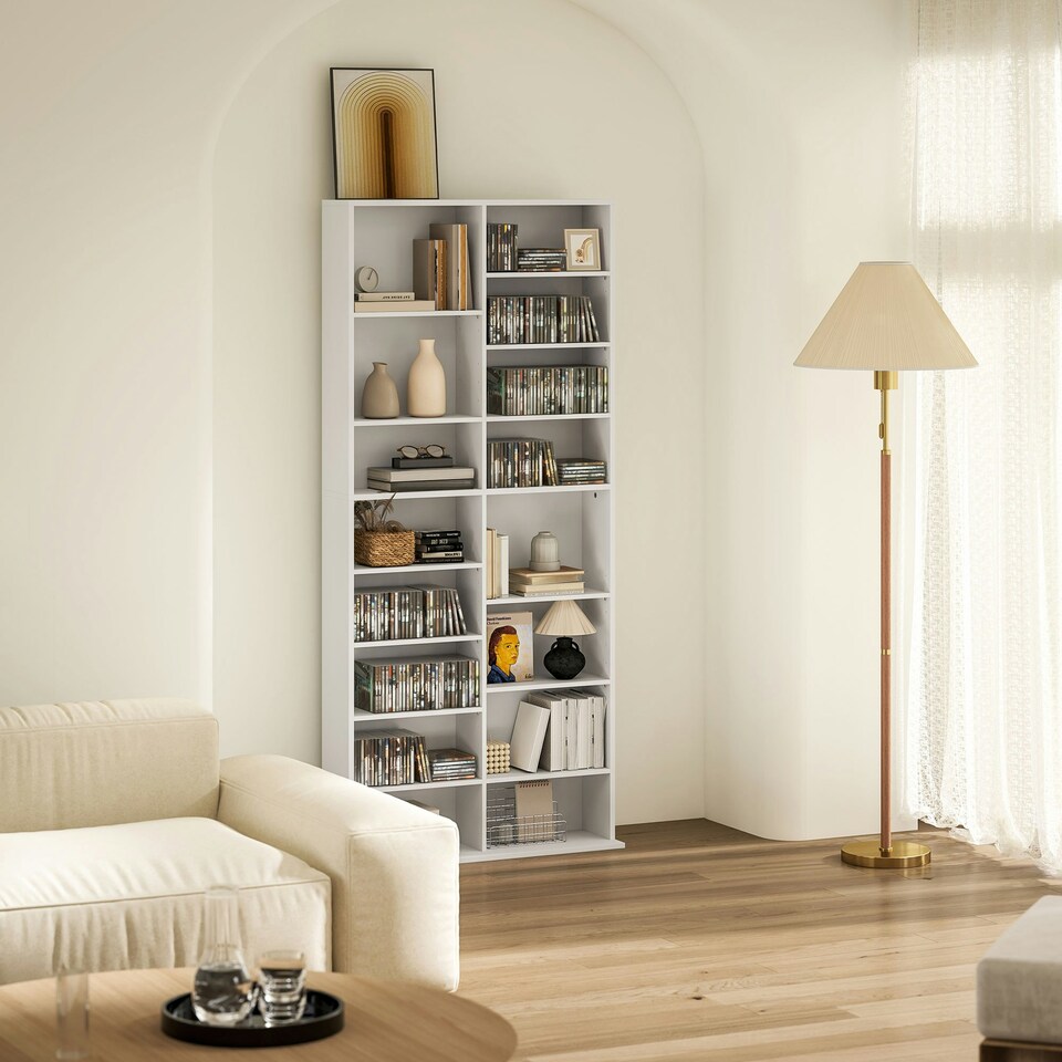 image 1 of HOMCOM CD Storage Unit DVD Storage Tower with Compartments