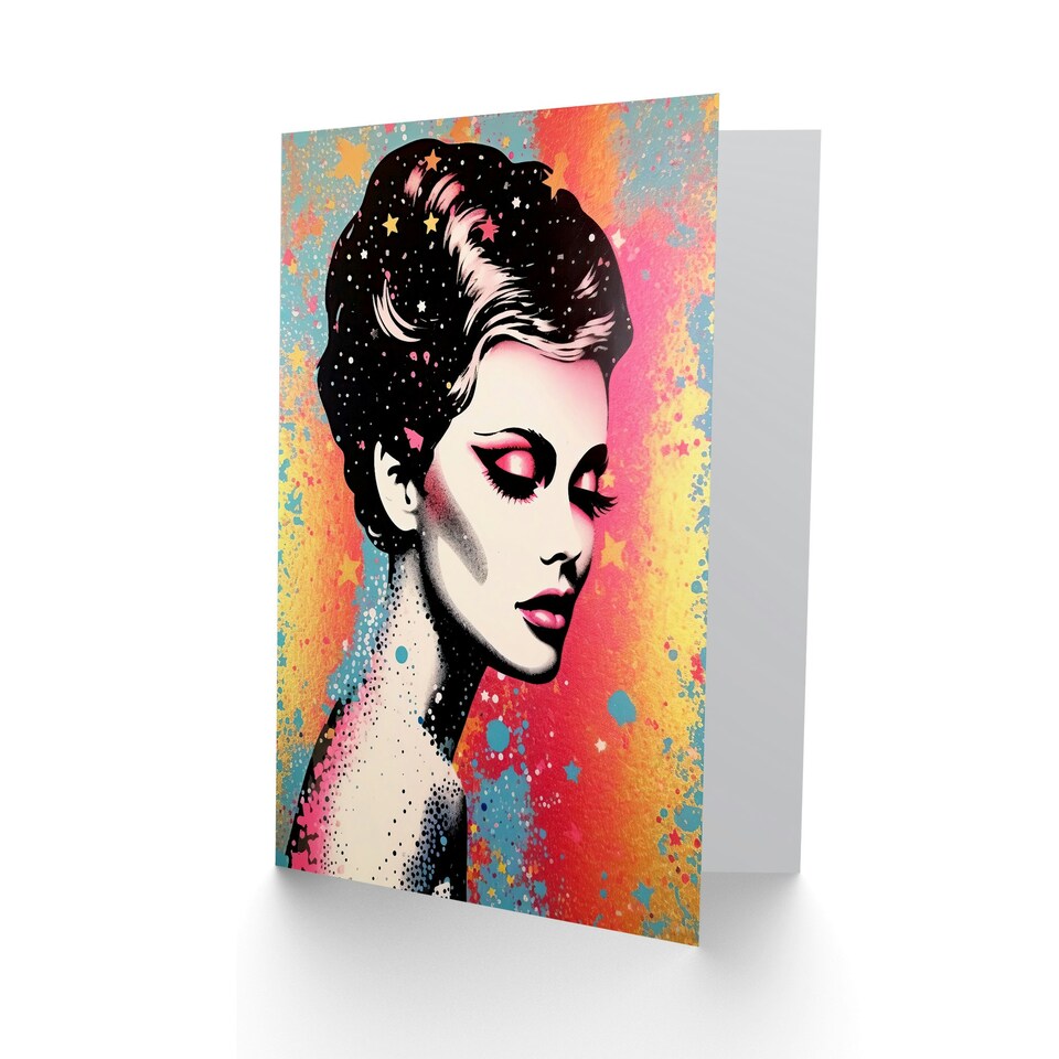 image 1 of Colourful Glam Girl Stars Birthday Her Wife Card