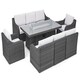 image 3 of Luxury Rattan 8 Seater Sofa Set with Integrated Fire Pit Table in Stone