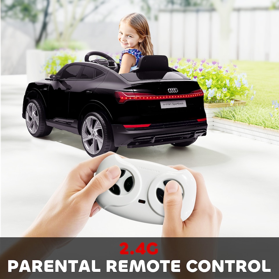 image 1 of HOMCOM Audi E-tron Licensed 12V Kids Electric Ride on, Electric Car for Kids, with Parental Remote, Music Lights MP3, Suspension Wheels, for 3-5 Years, Black