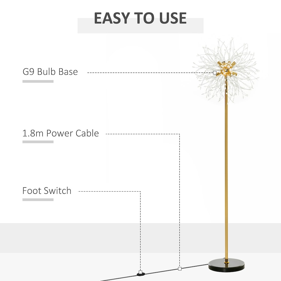 image 1 of HOMCOM Modern Floor Lamp with Dandelion-like Lampshade for Bedroom