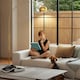 image 8 of HOMCOM Arc Floor Lamp for Living Room, Free Standing Tall Lamp, Gold Tone Gold